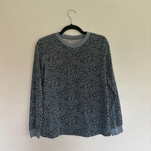 Blue/Grey Leopard Print Long Sleeve Size Small
